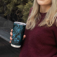 Blue Guam Latte Stone Tribal Tattoo Tumbler Cup Hafa Adai Six 7 One