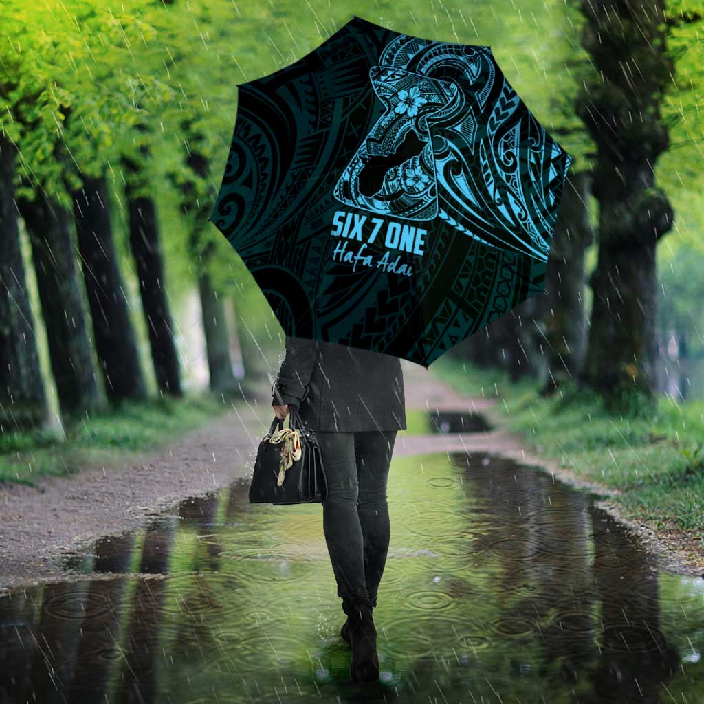 Blue Guam Latte Stone Tribal Tattoo Umbrella Hafa Adai Six 7 One - Polynesian Pride