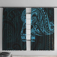 Blue Guam Latte Stone Tribal Tattoo Window Curtain Hafa Adai Six 7 One