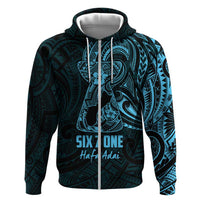 Blue Guam Latte Stone Tribal Tattoo Zip Hoodie Hafa Adai Six 7 One
