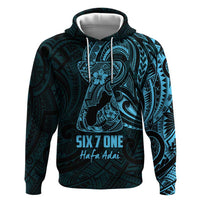 Blue Guam Latte Stone Tribal Tattoo Zip Hoodie Hafa Adai Six 7 One