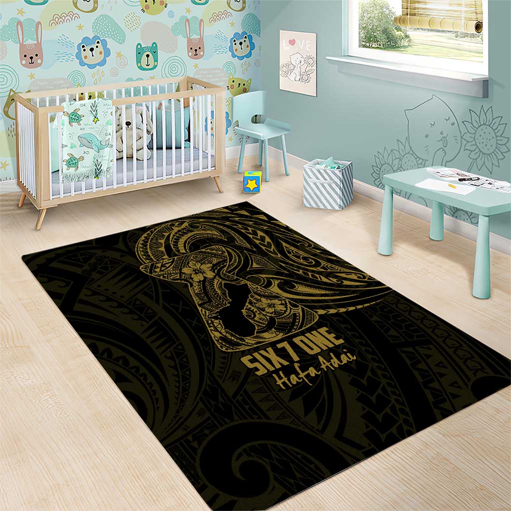Gold Guam Latte Stone Tribal Tattoo Area Rug Hafa Adai Six 7 One