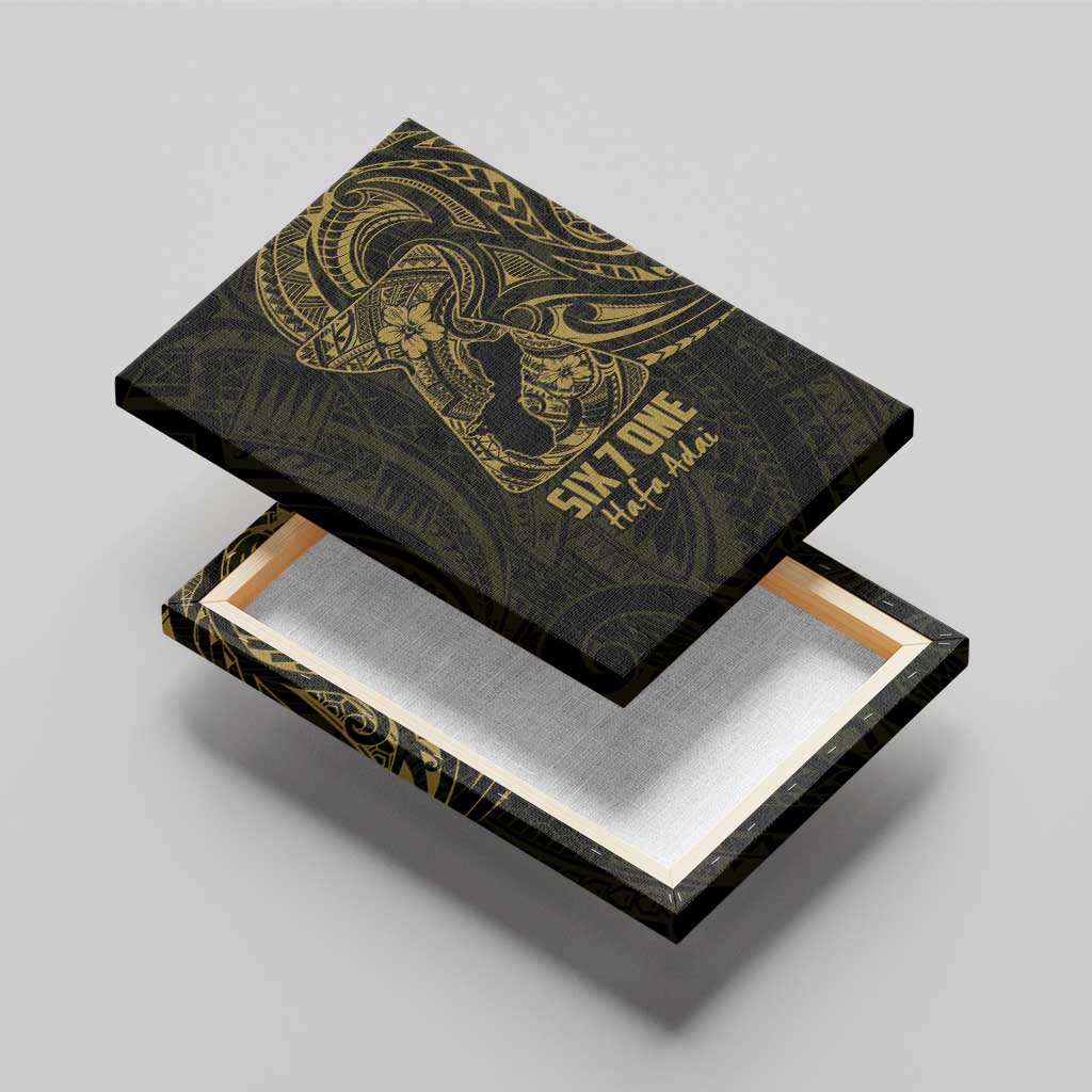 Gold Guam Latte Stone Tribal Tattoo Canvas Wall Art Hafa Adai Six 7 One
