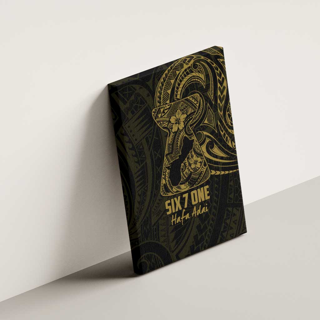Gold Guam Latte Stone Tribal Tattoo Canvas Wall Art Hafa Adai Six 7 One