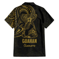 Gold Guam Latte Stone Tribal Tattoo Family Matching Long Sleeve Bodycon Dress and Hawaiian Shirt Hafa Adai Six 7 One LT9 - Polynesian Pride