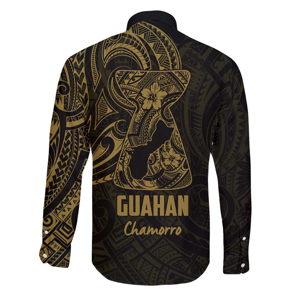 Gold Guam Latte Stone Tribal Tattoo Family Matching Long Sleeve Bodycon Dress and Hawaiian Shirt Hafa Adai Six 7 One LT9 - Polynesian Pride
