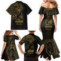 Gold Guam Latte Stone Tribal Tattoo Family Matching Mermaid Dress and Hawaiian Shirt Hafa Adai Six 7 One LT9 - Polynesian Pride