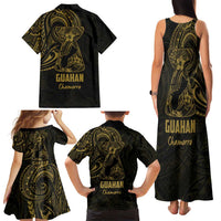 Gold Guam Latte Stone Tribal Tattoo Family Matching Tank Maxi Dress and Hawaiian Shirt Hafa Adai Six 7 One LT9 - Polynesian Pride
