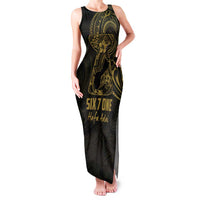 Gold Guam Latte Stone Tribal Tattoo Family Matching Tank Maxi Dress and Hawaiian Shirt Hafa Adai Six 7 One LT9 Mom's Dress Gold - Polynesian Pride