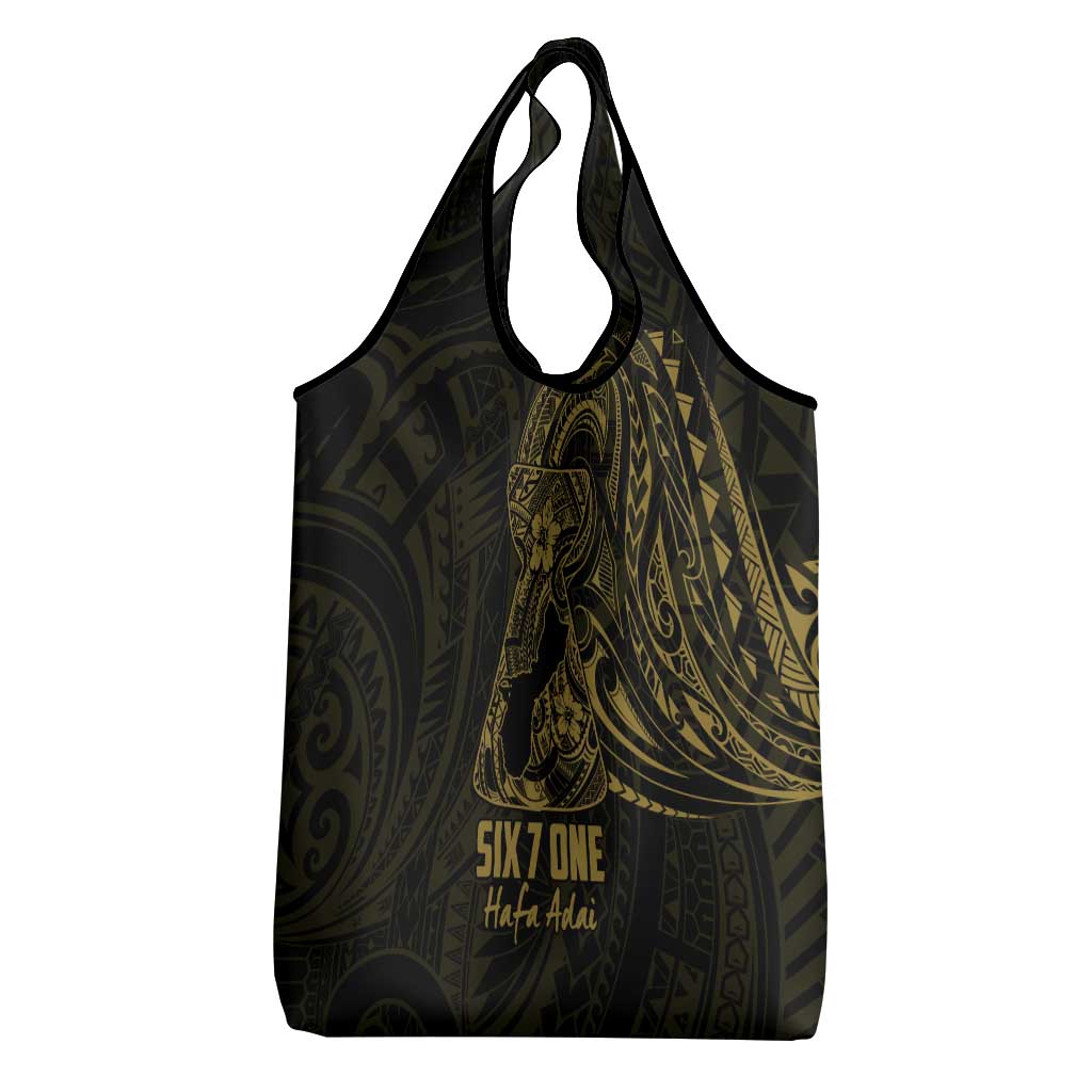 Gold Guam Latte Stone Tribal Tattoo Grocery Bag Hafa Adai Six 7 One