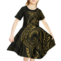 Gold Guam Latte Stone Tribal Tattoo Kid Short Sleeve Dress Hafa Adai Six 7 One