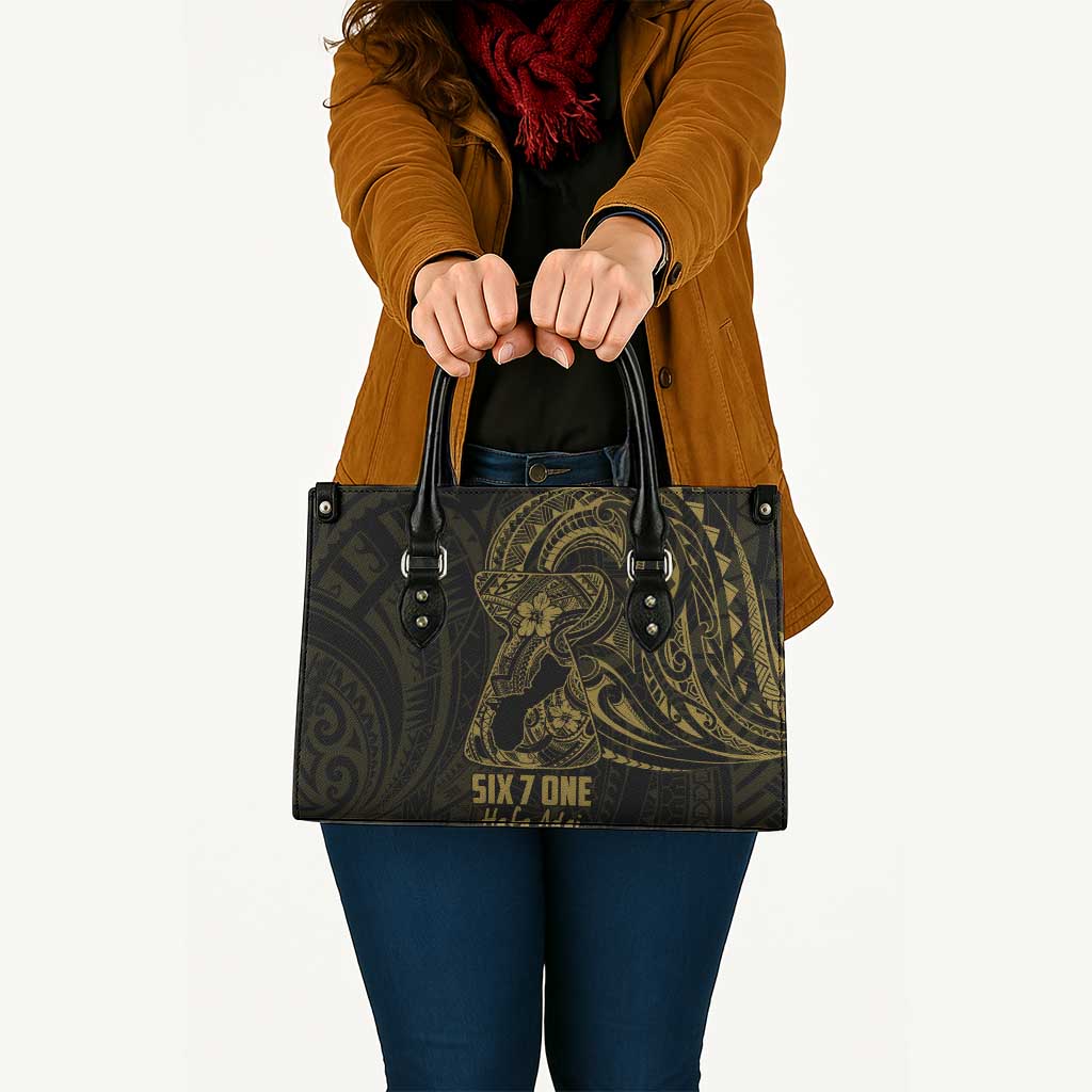 Gold Guam Latte Stone Tribal Tattoo Leather Bag Hafa Adai Six 7 One LT9 - Polynesian Pride