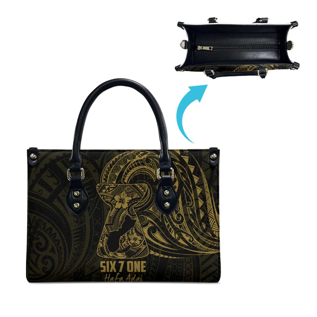 Gold Guam Latte Stone Tribal Tattoo Leather Bag Hafa Adai Six 7 One LT9 - Polynesian Pride