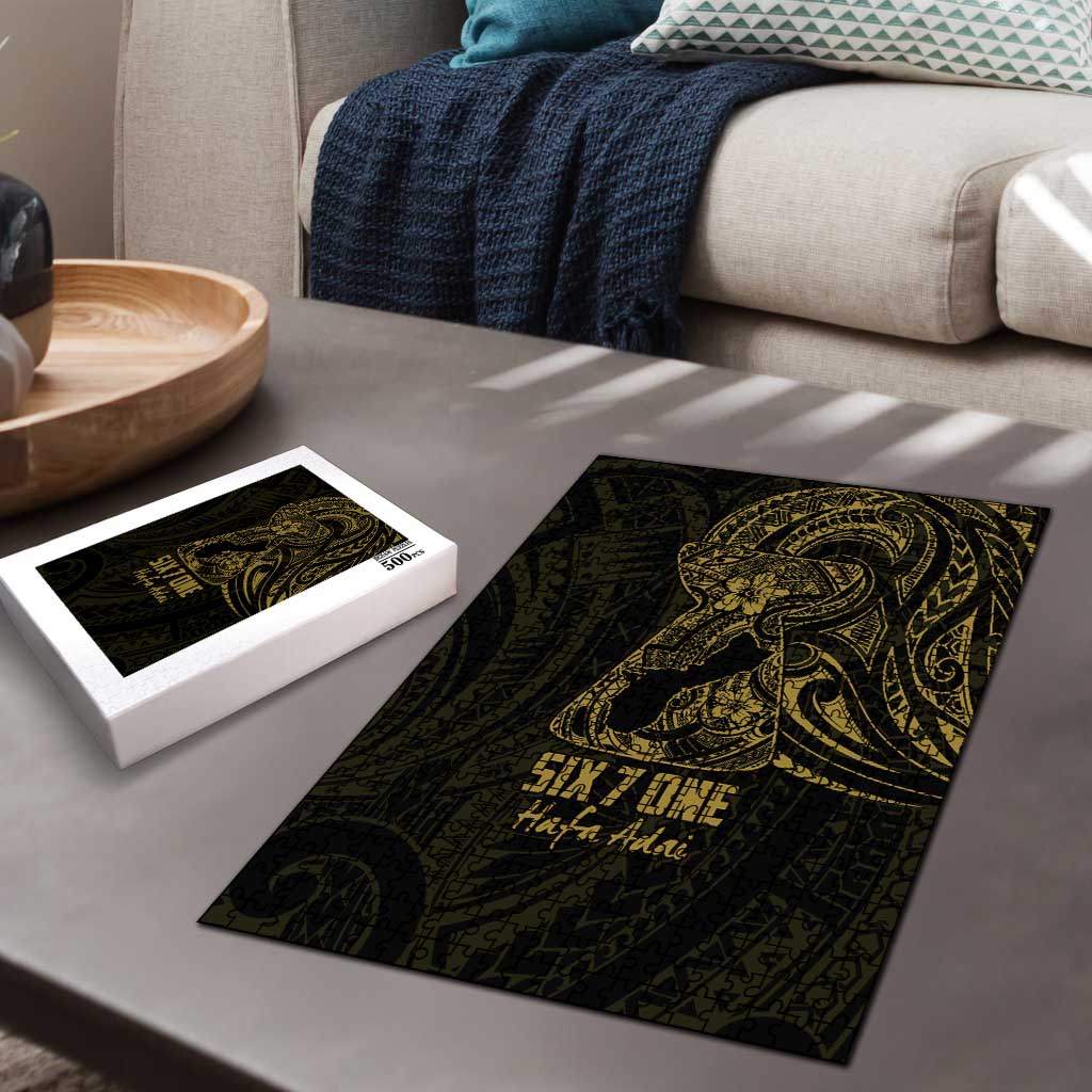 Gold Guam Latte Stone Tribal Tattoo Puzzle Hafa Adai Six 7 One - Polynesian Pride