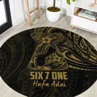 Gold Guam Latte Stone Tribal Tattoo Round Carpet Hafa Adai Six 7 One