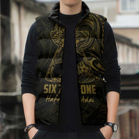 Gold Guam Latte Stone Tribal Tattoo Sleeveless Puffer Jacket Hafa Adai Six 7 One LT9 - Polynesian Pride