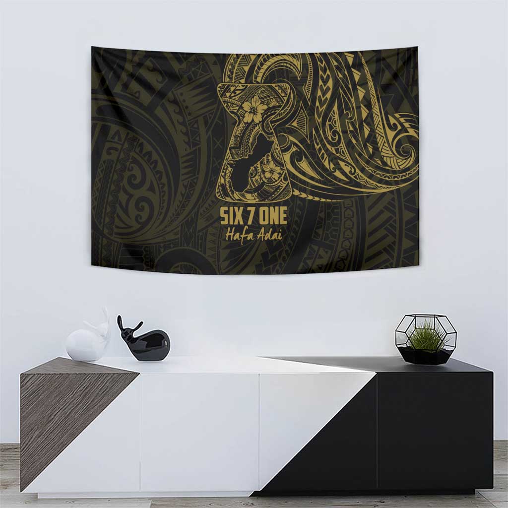 Gold Guam Latte Stone Tribal Tattoo Tapestry Hafa Adai Six 7 One