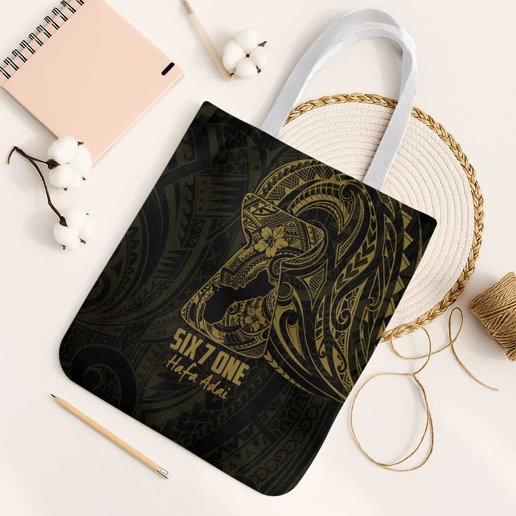 Gold Guam Latte Stone Tribal Tattoo Tote Bag Hafa Adai Six 7 One - Polynesian Pride