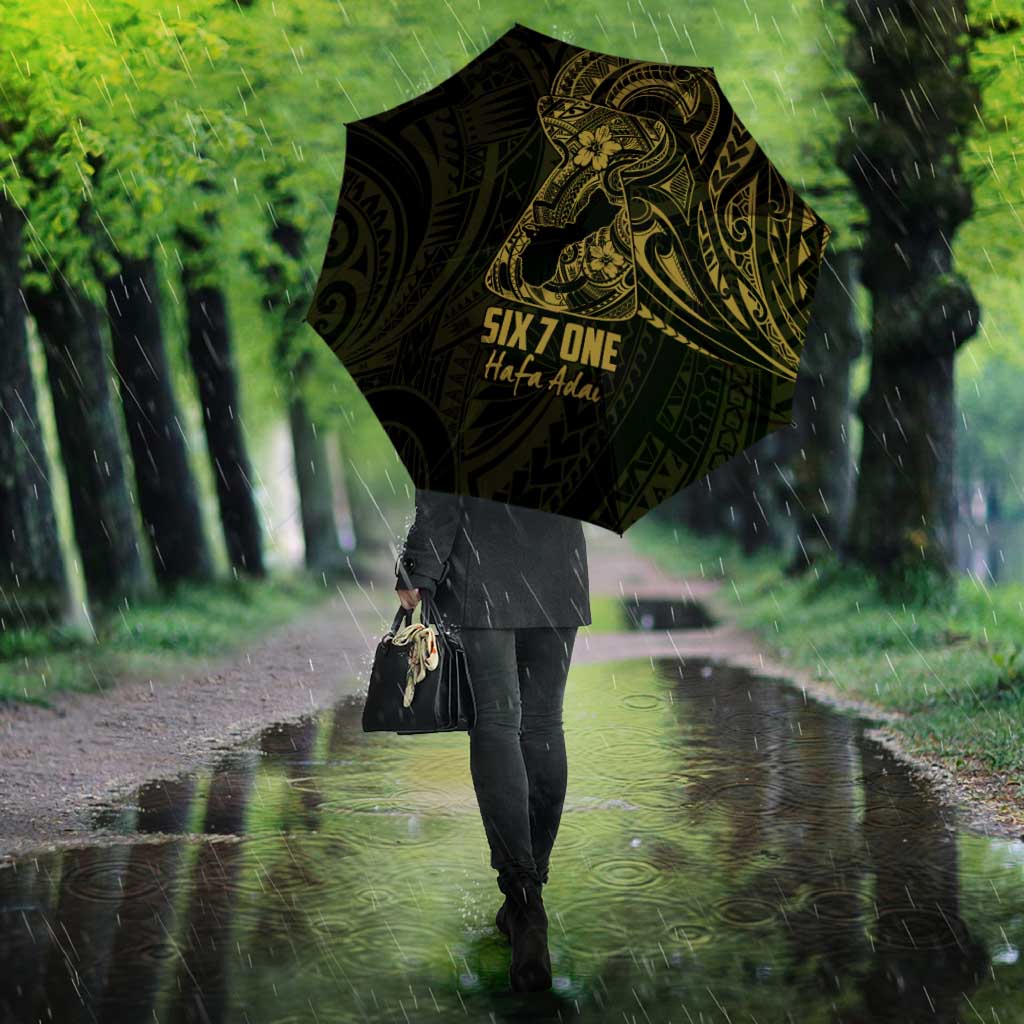 Gold Guam Latte Stone Tribal Tattoo Umbrella Hafa Adai Six 7 One - Polynesian Pride