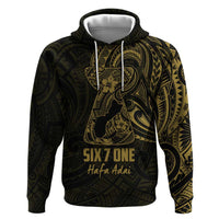 Gold Guam Latte Stone Tribal Tattoo Zip Hoodie Hafa Adai Six 7 One