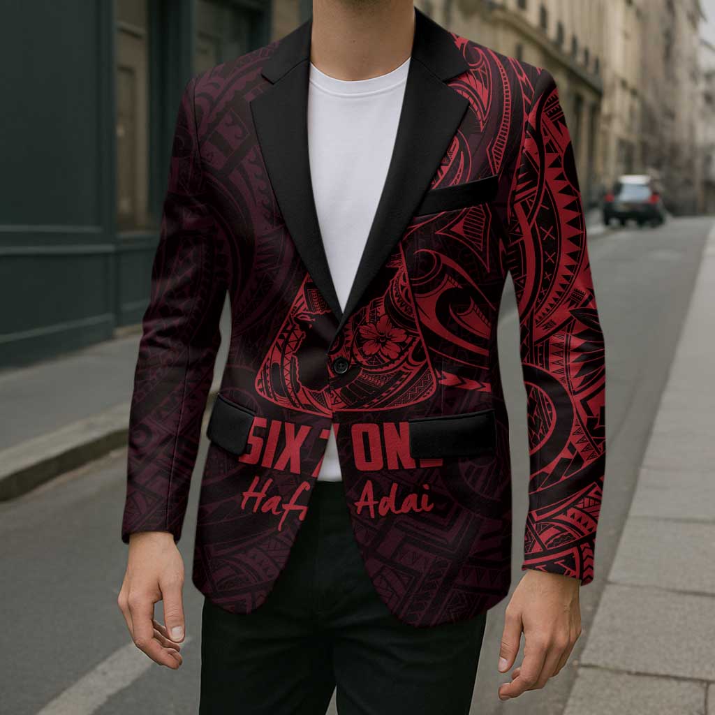 Oxblood Guam Latte Stone Tribal Tattoo Blazer Hafa Adai Six 7 One - Polynesian Pride