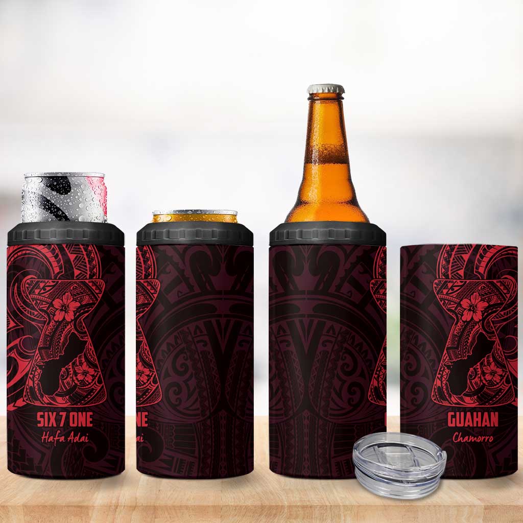 Oxblood Guam Latte Stone Tribal Tattoo 4 in 1 Can Cooler Tumbler Hafa Adai Six 7 One