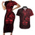 Oxblood Guam Latte Stone Tribal Tattoo Couples Matching Short Sleeve Bodycon Dress and Hawaiian Shirt Hafa Adai Six 7 One