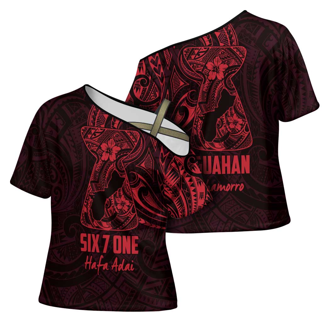 Oxblood Guam Latte Stone Tribal Tattoo Cross Shoulder Shirt Hafa Adai Six 7 One - Polynesian Pride