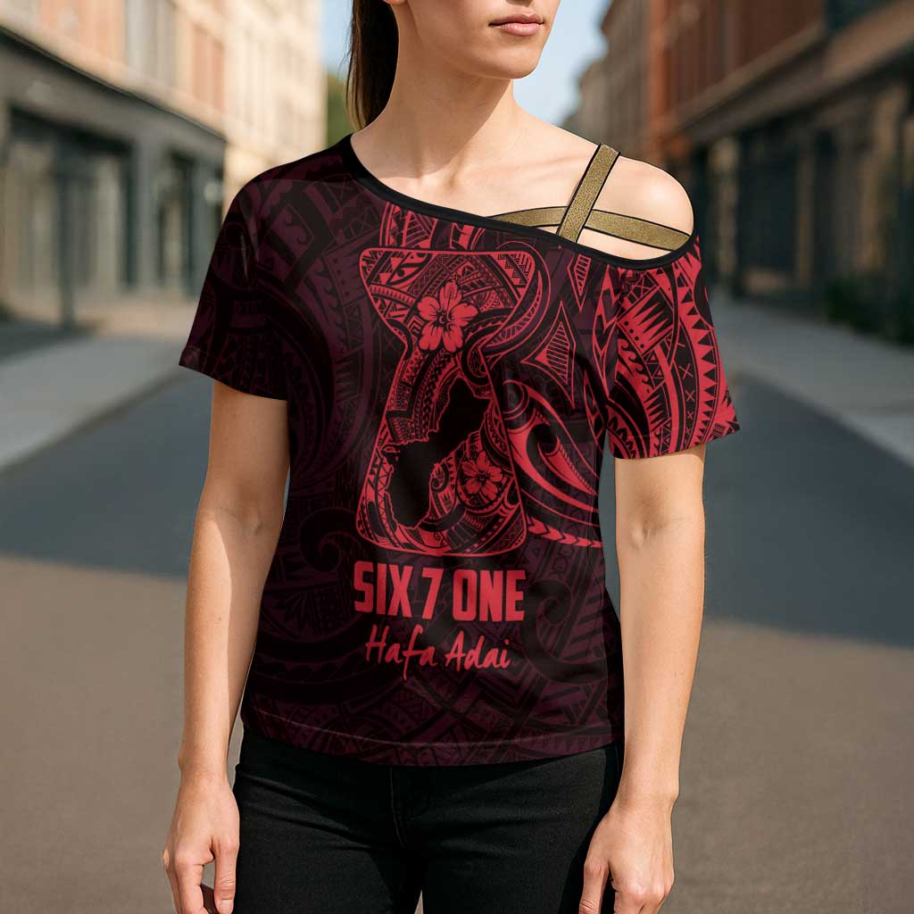 Oxblood Guam Latte Stone Tribal Tattoo Cross Shoulder Shirt Hafa Adai Six 7 One - Polynesian Pride