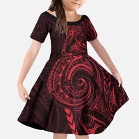 Oxblood Guam Latte Stone Tribal Tattoo Family Matching Long Sleeve Bodycon Dress and Hawaiian Shirt Hafa Adai Six 7 One LT9 Daughter's Dress Oxblood - Polynesian Pride