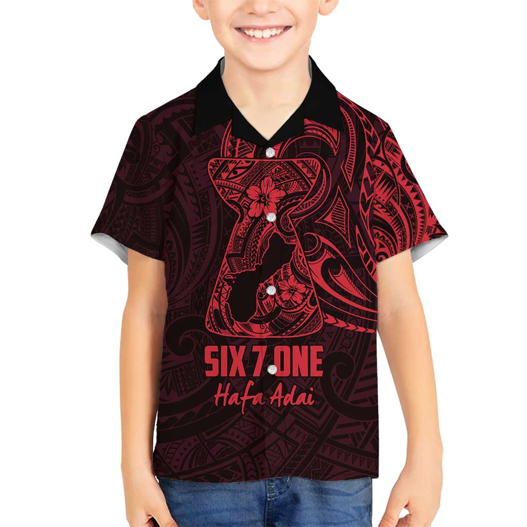 Oxblood Guam Latte Stone Tribal Tattoo Family Matching Off Shoulder Maxi Dress and Hawaiian Shirt Hafa Adai Six 7 One