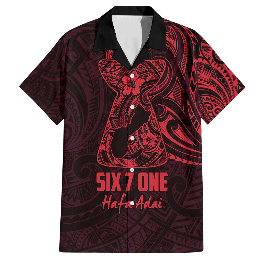 Oxblood Guam Latte Stone Tribal Tattoo Family Matching Off Shoulder Short Dress and Hawaiian Shirt Hafa Adai Six 7 One