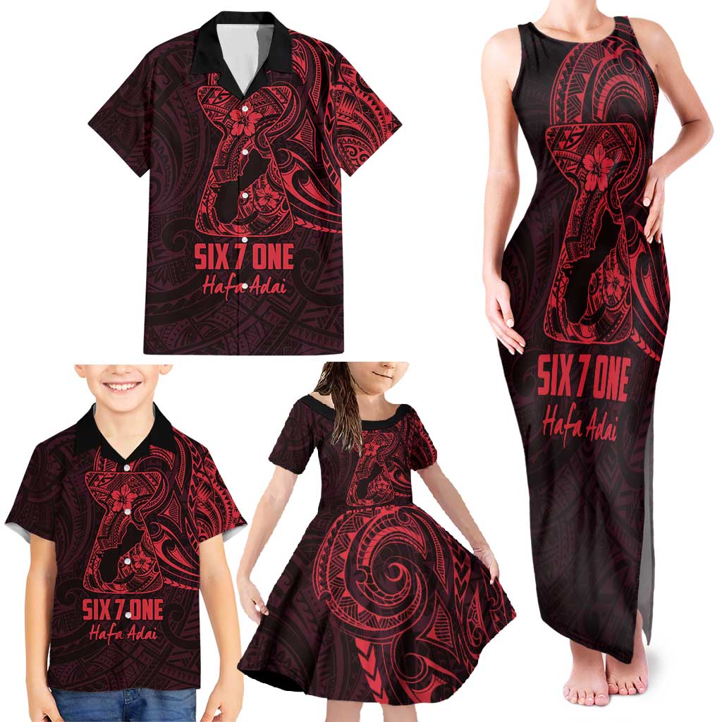 Oxblood Guam Latte Stone Tribal Tattoo Family Matching Tank Maxi Dress and Hawaiian Shirt Hafa Adai Six 7 One LT9 - Polynesian Pride