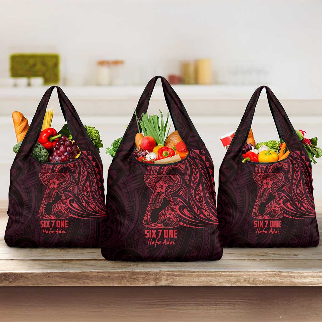 Oxblood Guam Latte Stone Tribal Tattoo Grocery Bag Hafa Adai Six 7 One