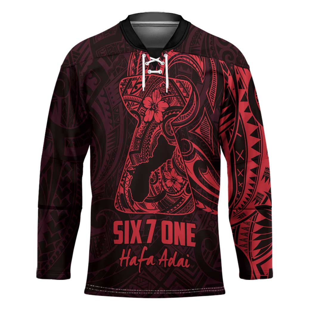 Oxblood Guam Latte Stone Tribal Tattoo Hockey Jersey Hafa Adai Six 7 One - Polynesian Pride