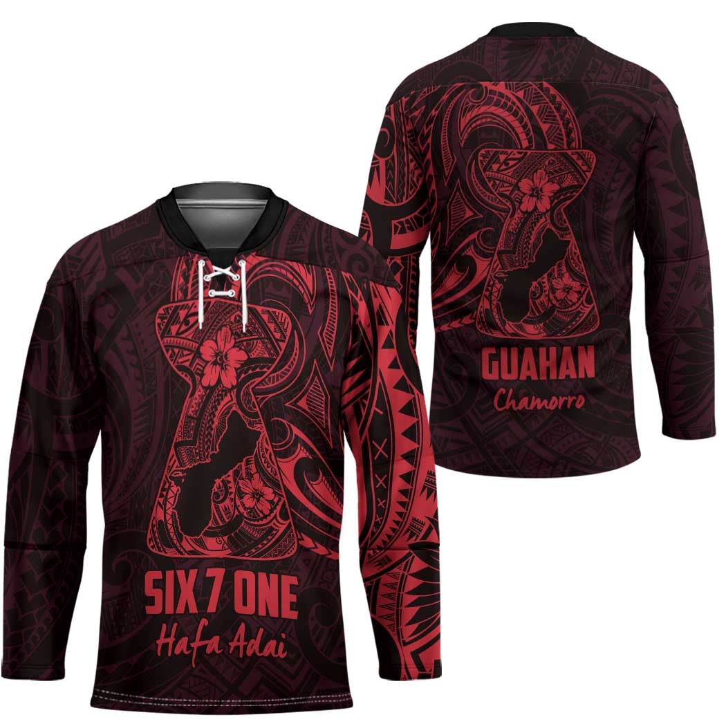 Oxblood Guam Latte Stone Tribal Tattoo Hockey Jersey Hafa Adai Six 7 One - Polynesian Pride