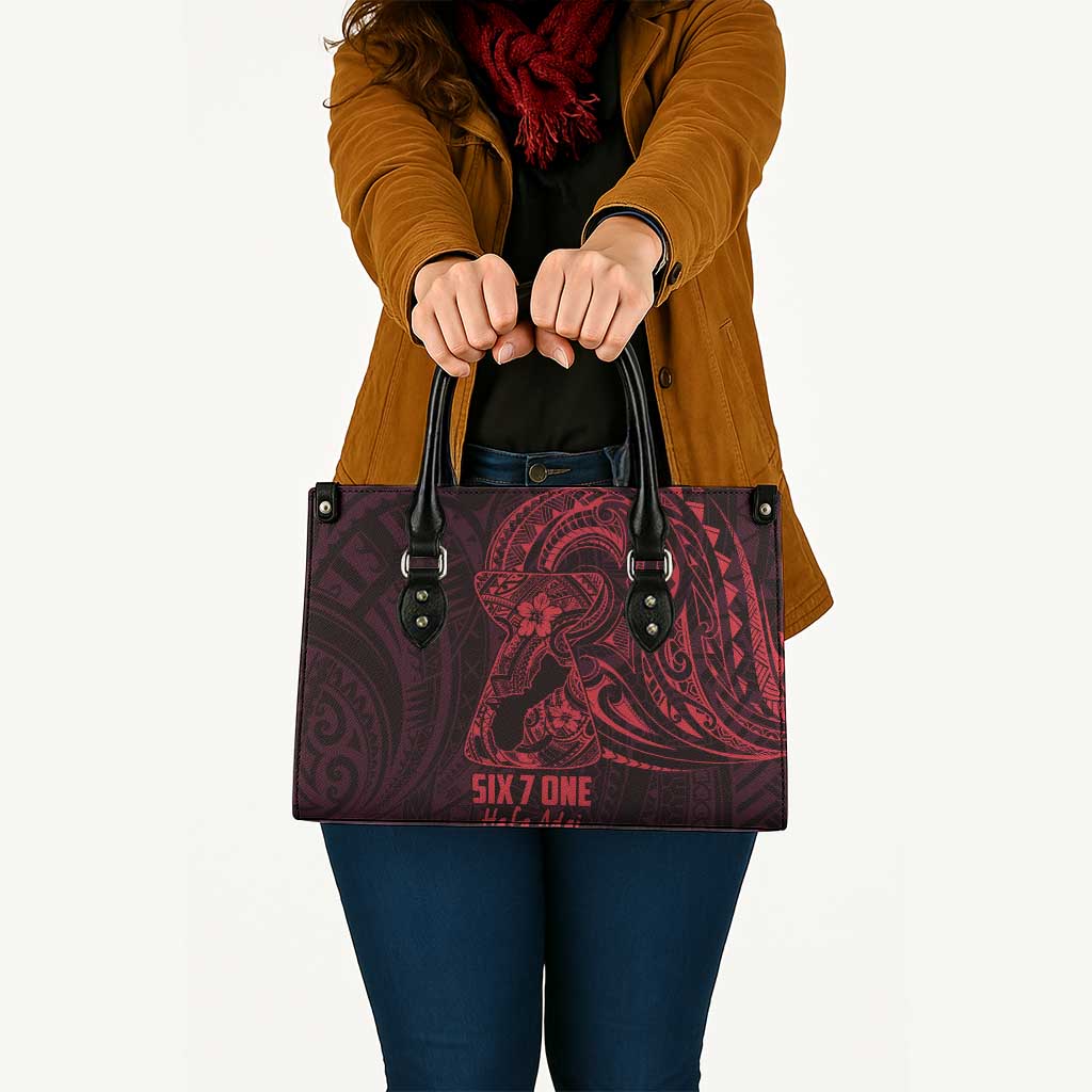 Oxblood Guam Latte Stone Tribal Tattoo Leather Bag Hafa Adai Six 7 One - Polynesian Pride