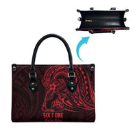 Oxblood Guam Latte Stone Tribal Tattoo Leather Bag Hafa Adai Six 7 One - Polynesian Pride