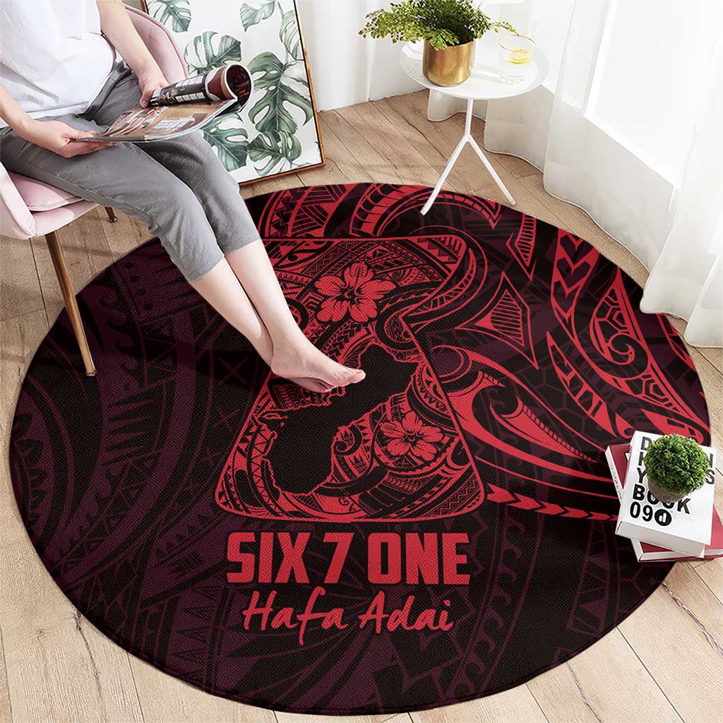 Oxblood Guam Latte Stone Tribal Tattoo Round Carpet Hafa Adai Six 7 One
