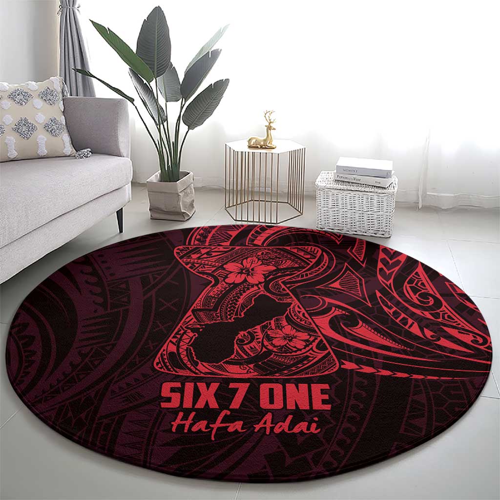 Oxblood Guam Latte Stone Tribal Tattoo Round Carpet Hafa Adai Six 7 One