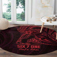 Oxblood Guam Latte Stone Tribal Tattoo Round Carpet Hafa Adai Six 7 One