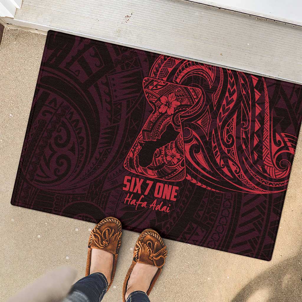 Oxblood Guam Latte Stone Tribal Tattoo Rubber Doormat Hafa Adai Six 7 One