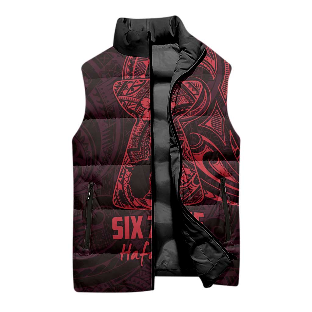 Oxblood Guam Latte Stone Tribal Tattoo Sleeveless Puffer Jacket Hafa Adai Six 7 One - Polynesian Pride
