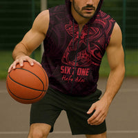 Oxblood Guam Latte Stone Tribal Tattoo Sleeveless Zip Hoodie Hafa Adai Six 7 One - Polynesian Pride
