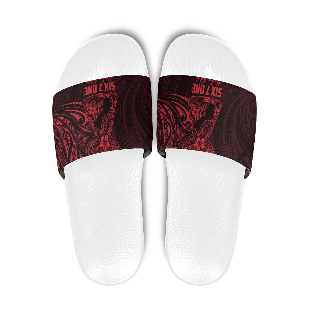 Oxblood Guam Latte Stone Tribal Tattoo Slide Sandals Hafa Adai Six 7 One - Polynesian Pride