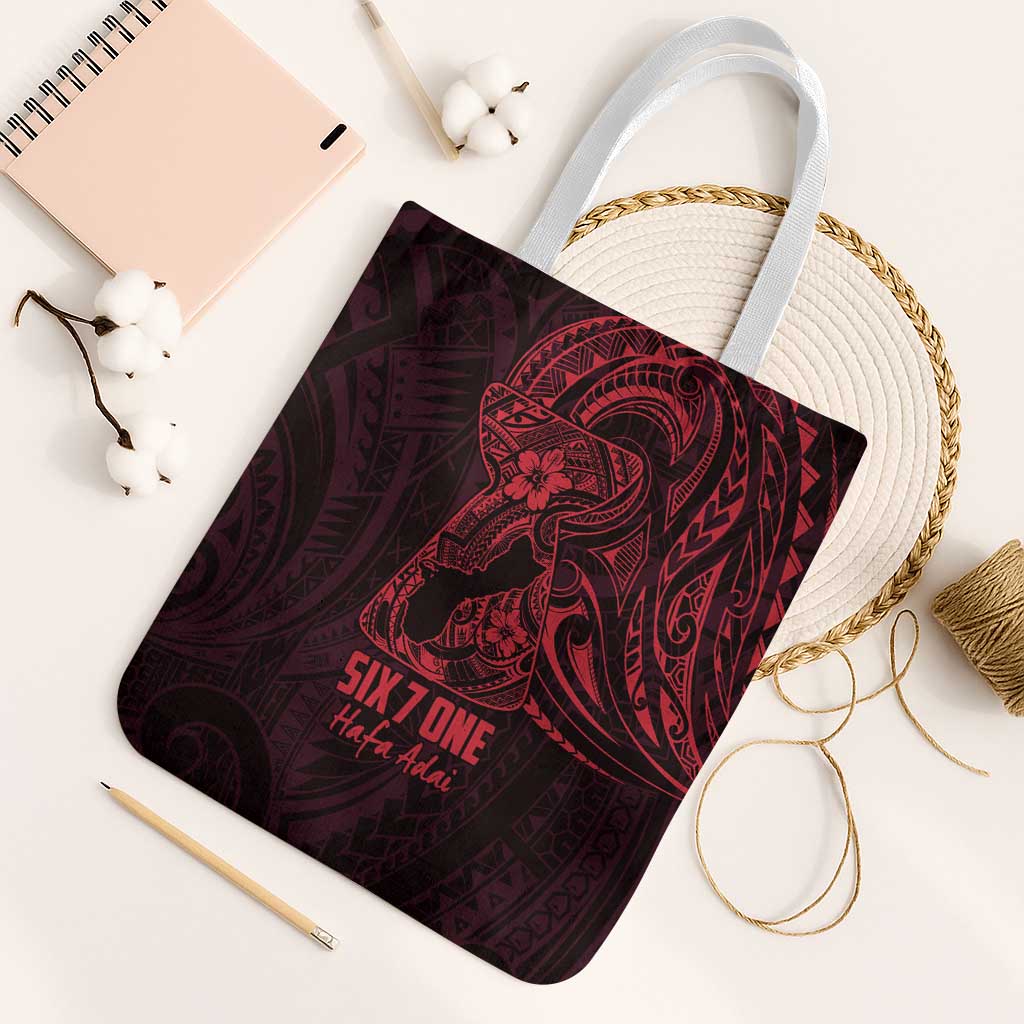 Oxblood Guam Latte Stone Tribal Tattoo Tote Bag Hafa Adai Six 7 One - Polynesian Pride