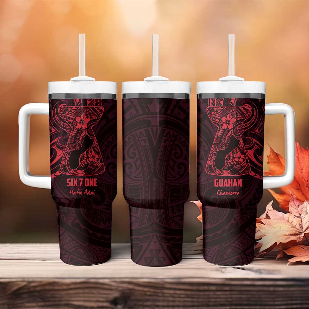 Oxblood Guam Latte Stone Tribal Tattoo Tumbler With Handle Hafa Adai Six 7 One