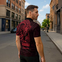 Oxblood Guam Latte Stone Tribal Tattoo Zipper Polo Shirt Hafa Adai Six 7 One - Polynesian Pride
