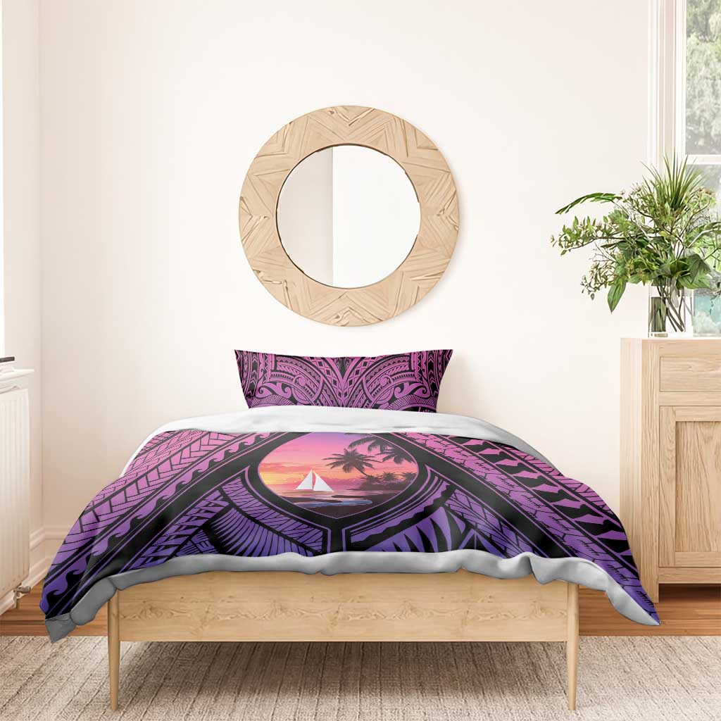 Guam Chamorro Artsy Bedding Set Guahan Sunset Beach