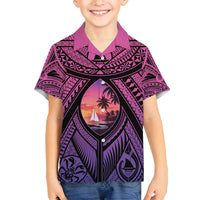Guam Chamorro Artsy Family Matching Long Sleeve Bodycon Dress and Hawaiian Shirt Guahan Sunset Beach LT9 Son's Shirt Sunset - Polynesian Pride